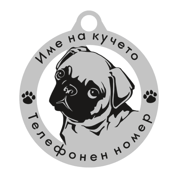 Мопс кучешки медальон